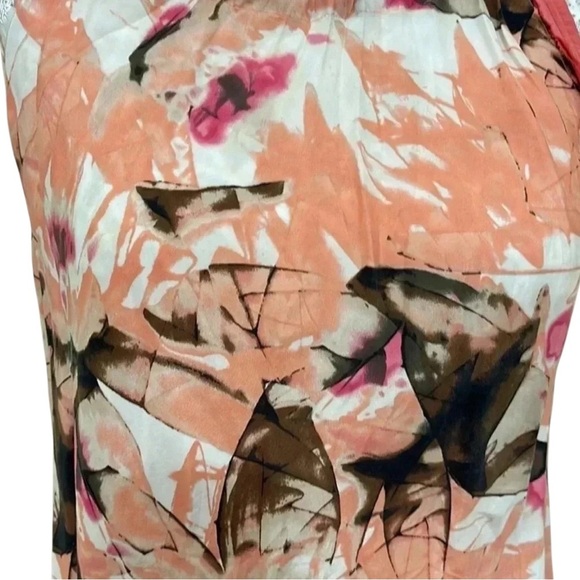 Banana Republic 100% Silk Sleeveless Blouse – Coral Floral Print - Picture 3 of 10